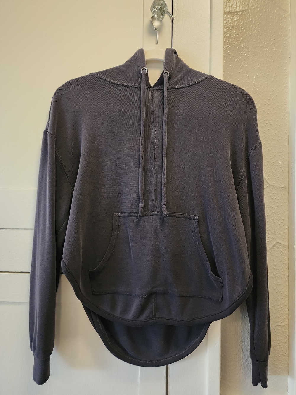 Free People Open Back Charcoal Gray Hooded Pullover Size Small
